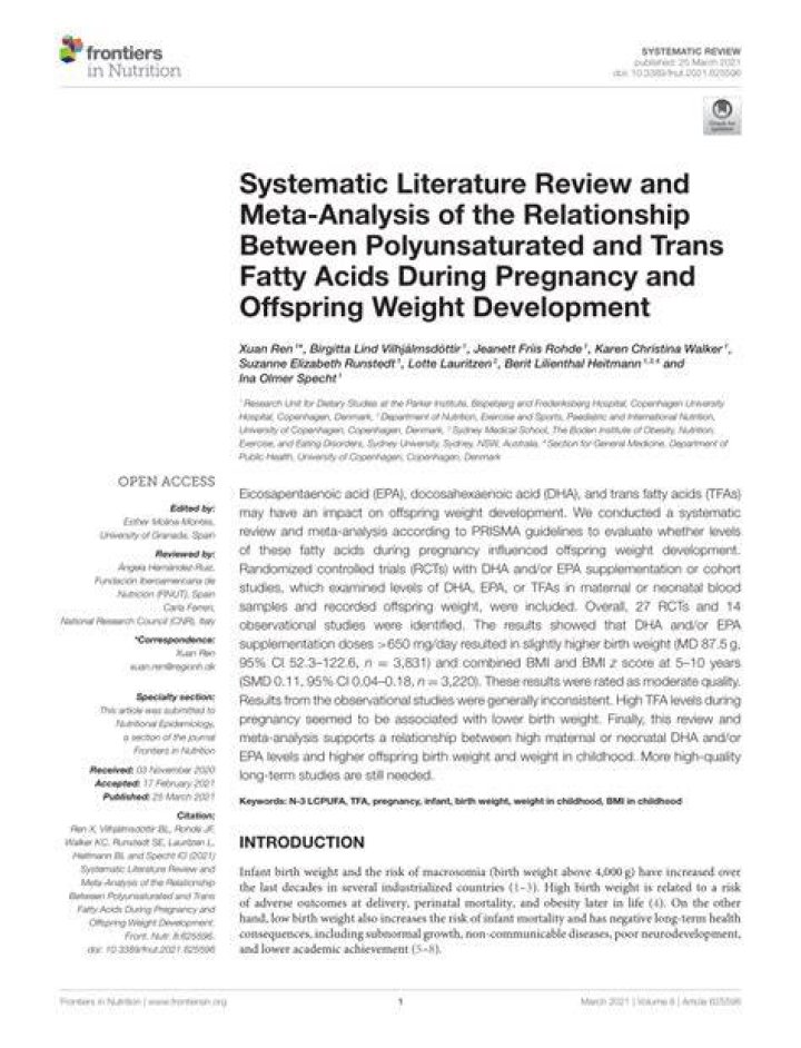 During pregnancy trans fatty acids?