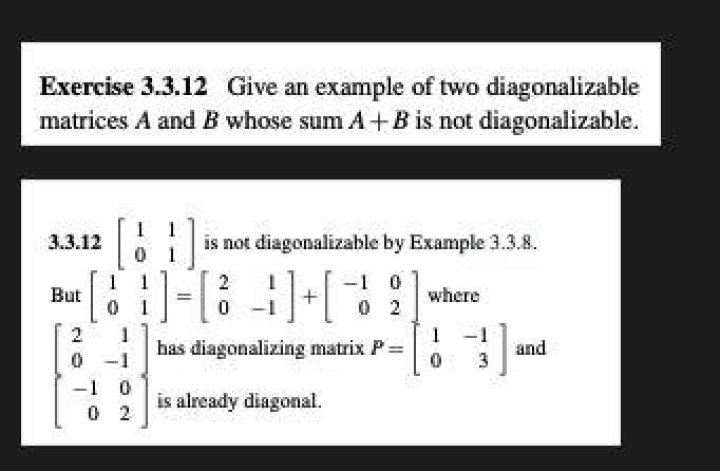 Is the sum of two diagonalizable matrices diagonalizable?
