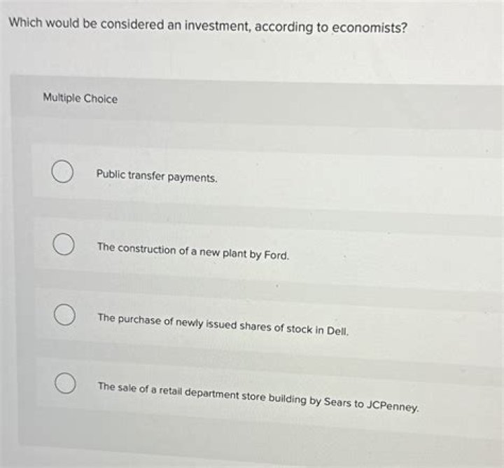 What would be considered an investment according to economists?